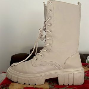 White combat boots